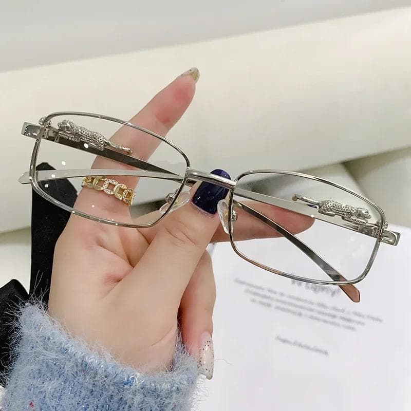 Fashion Small Frame Rectangle Sunglasses Women Retro Cheetah Decoration Clear Ocean Lens UV400 Shades As picture
