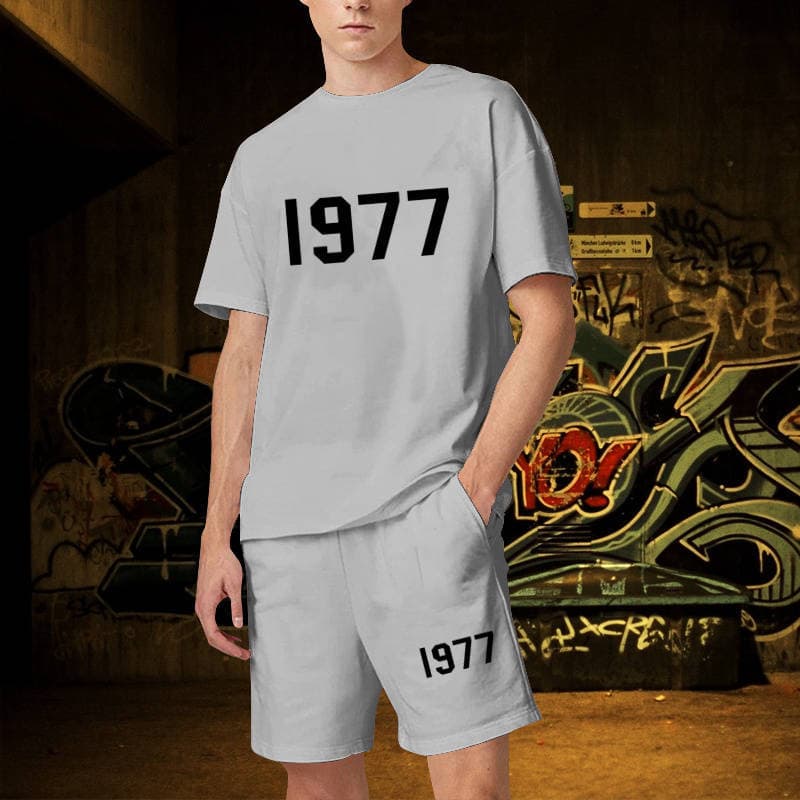 1977 Luxury Men Short Sets Women Designer Clothes Graphic Oversized Harajuku y2k T Shirt Shorts Brand High Quality XXL