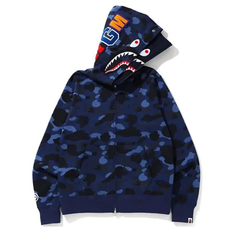 American Retro Camouflage Hooded Zip-Up Sweatshirt - Unisex Autumn Outerwear Small