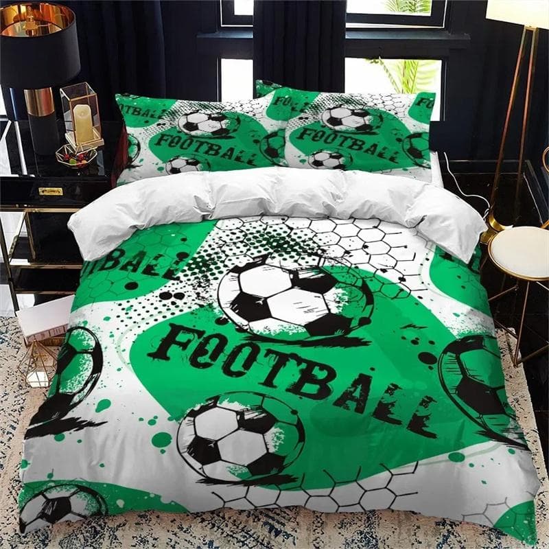 Sports Theme Boys Bedding Set Microfiber Football Comforter Cover for Kids Girls Teens Duvet Cover Hip Hop Graffiti Quilt Cover 135X200cm-2pcs