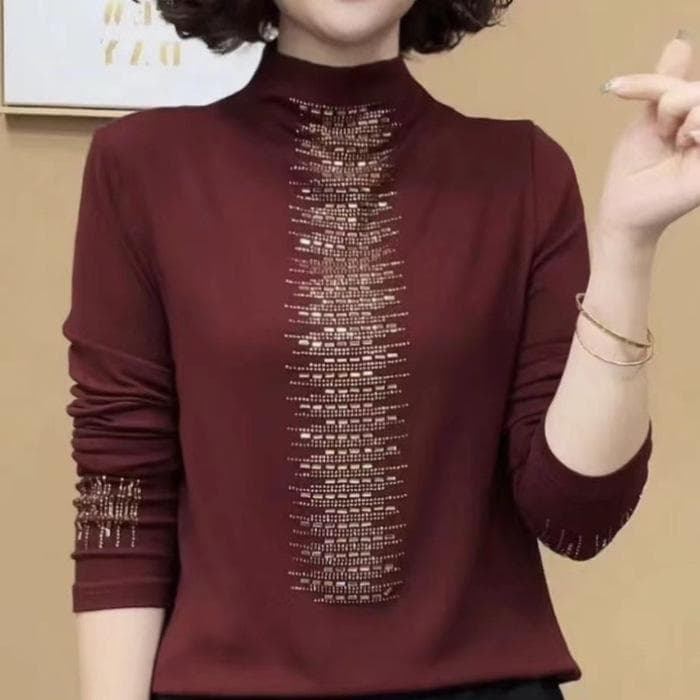 Semi-turtleneck Bottoming Shirt Women's New Spring and Autumn Slim-fitting Versatile Long-sleeved T-shirt Double-sided Velvet Inner Top 2XL