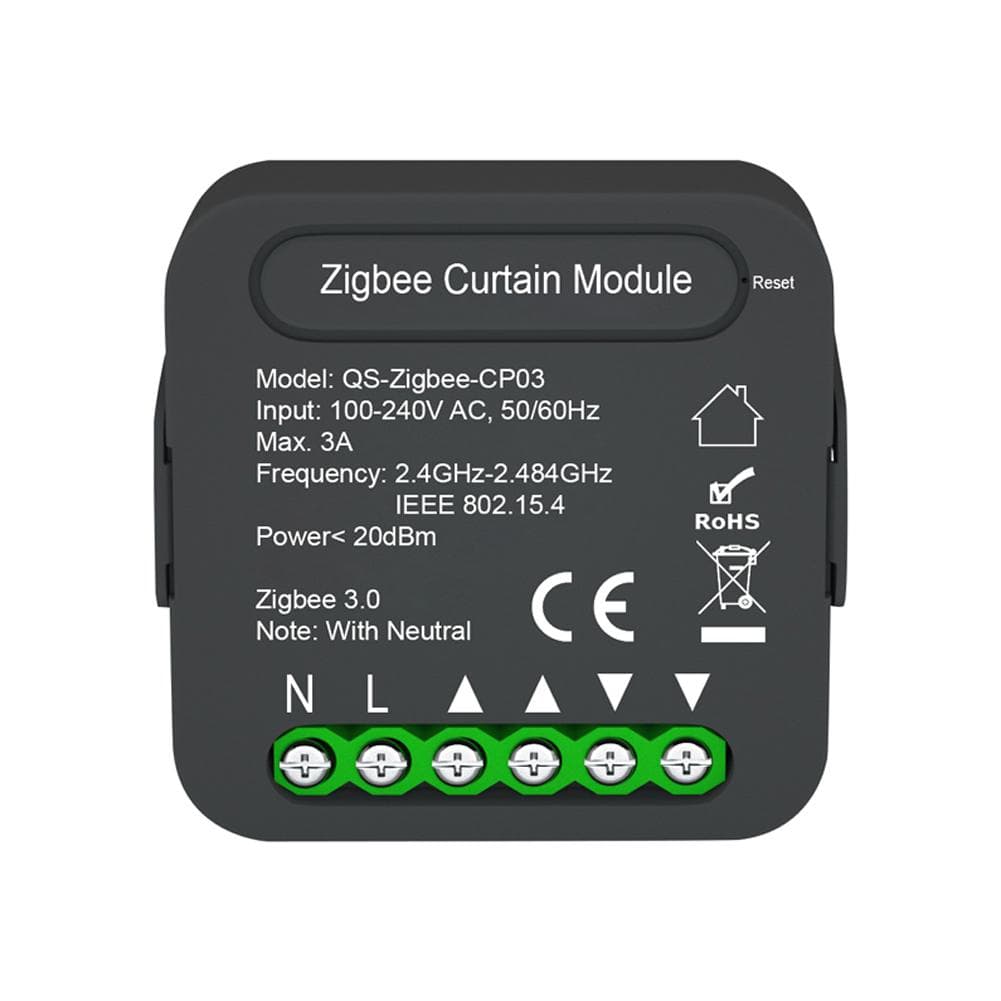 QS-Zigbee-CP03 Tuya ZigBee Intelligent Curtain Swtich Module Home Curtain Modification Module black
