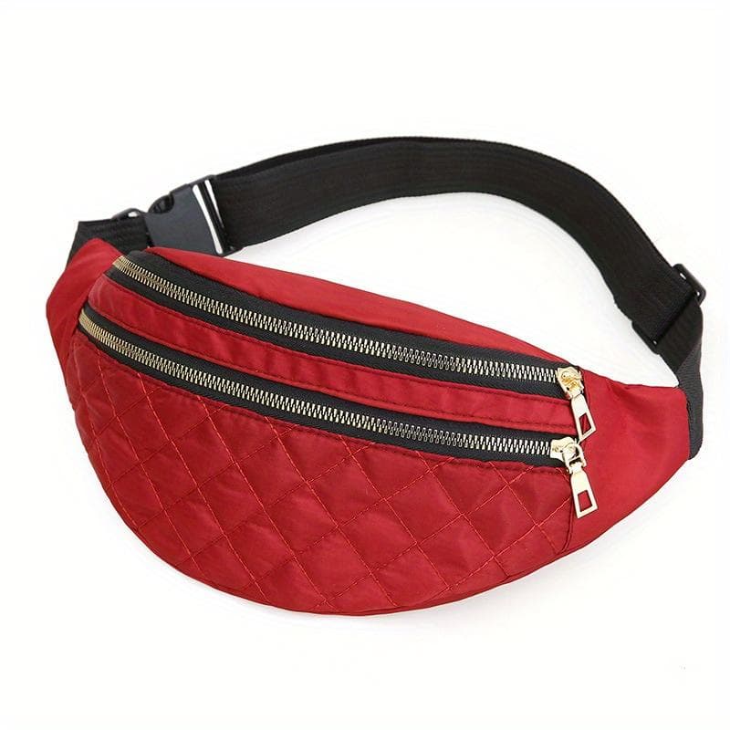 Waist Bag Women Men Waterproof Pocket Casual Chest Handbag Unisex Sports Travel Purse Plaid Waist Pack Belly Bags Case red