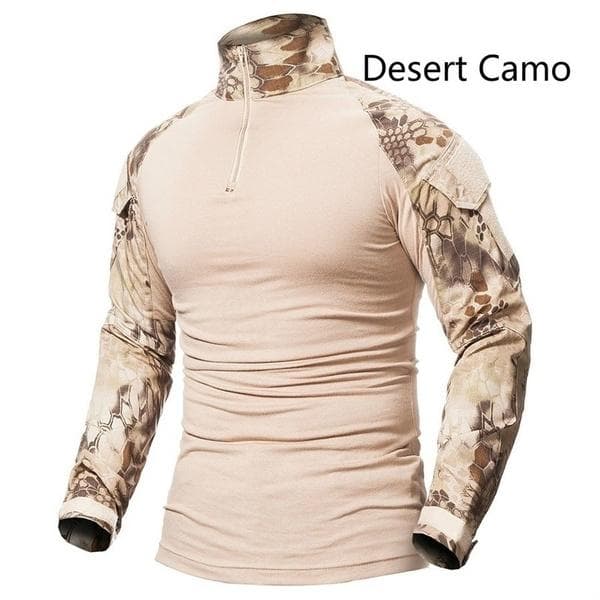 Men Tactical Shirt Outdoor Wear-resistant Camouflage T-Shirts Male Military Long Sleeve Shirts Camping Hiking Tops Army Combat Shirts XL