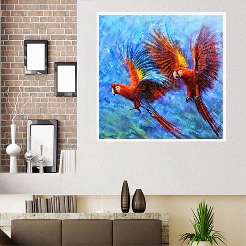 Home Decor DIY Diamond Painting Two Red Birds 3D Cross Stitch Pattern Diamond Embroidery 30x30CM
