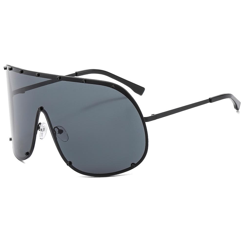 Oversized Sunglasses Women Men Vintage Punk Metal Rivet Windproof UV400 Sun Glasses Fashion Eyewear
