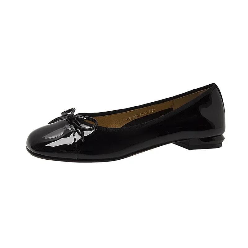 Fashion Women Retro Gentle Bowknot Flat Shoes Korean Fashion Elegant Red Square Toe Stiletto Pumps Autumn Dress Loafer Casual Shoes 38 black
