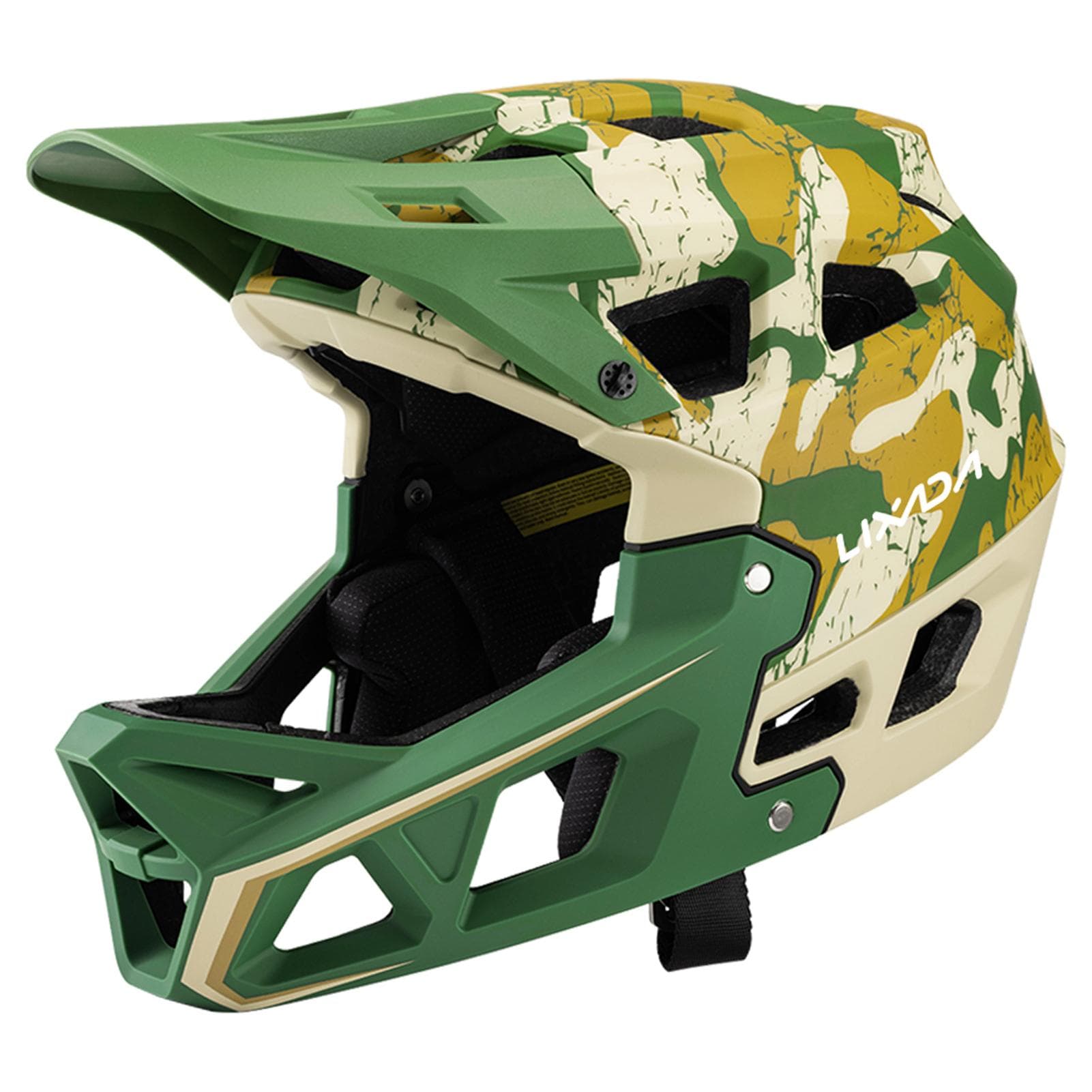 Full Face Mountain Bike Helmet Adult Racing Downhill MTB Helmet for Men/Women Adult Mountain Bike M green/camouflage