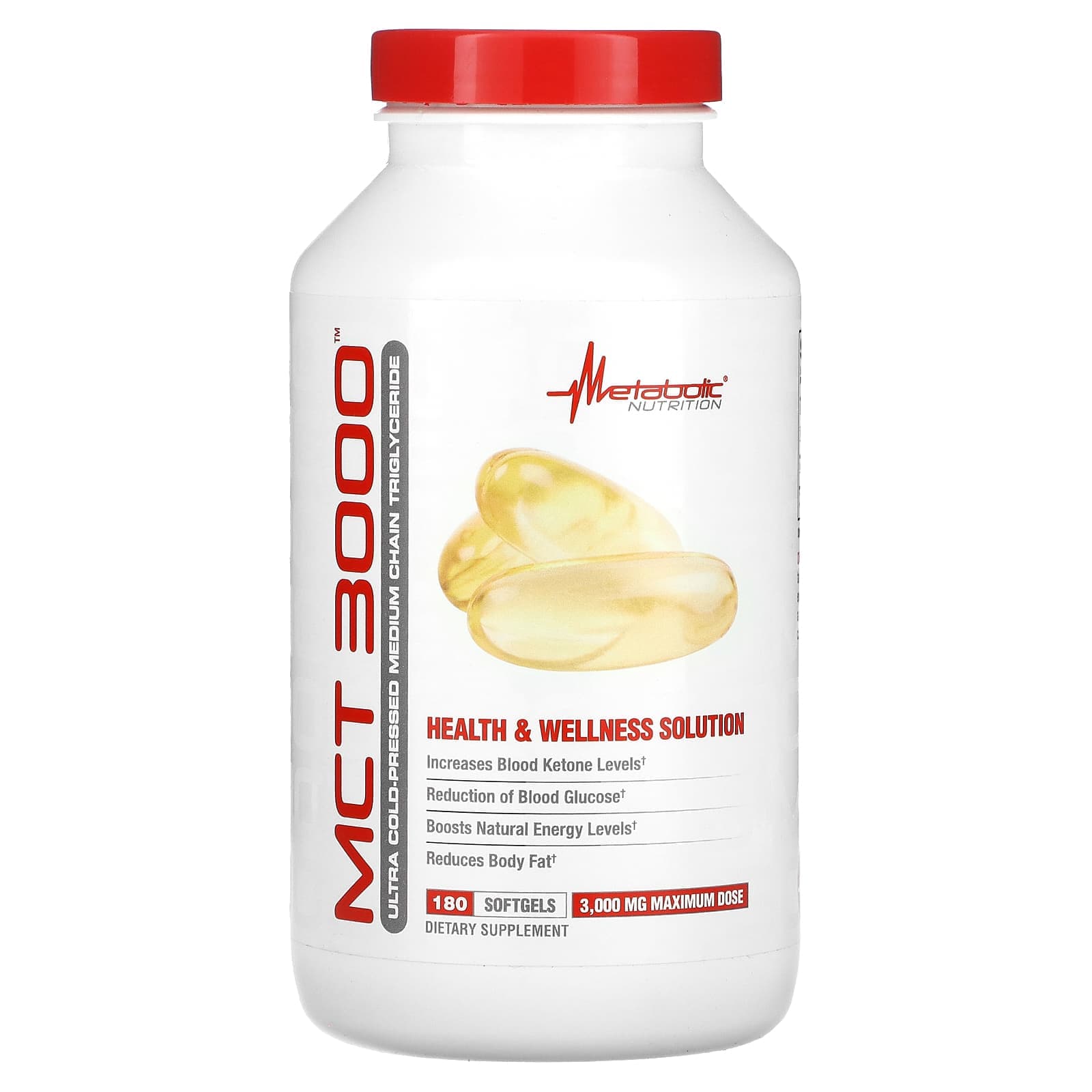 Metabolic Nutrition, MCT 3000, 1,000mg, 180 softgets