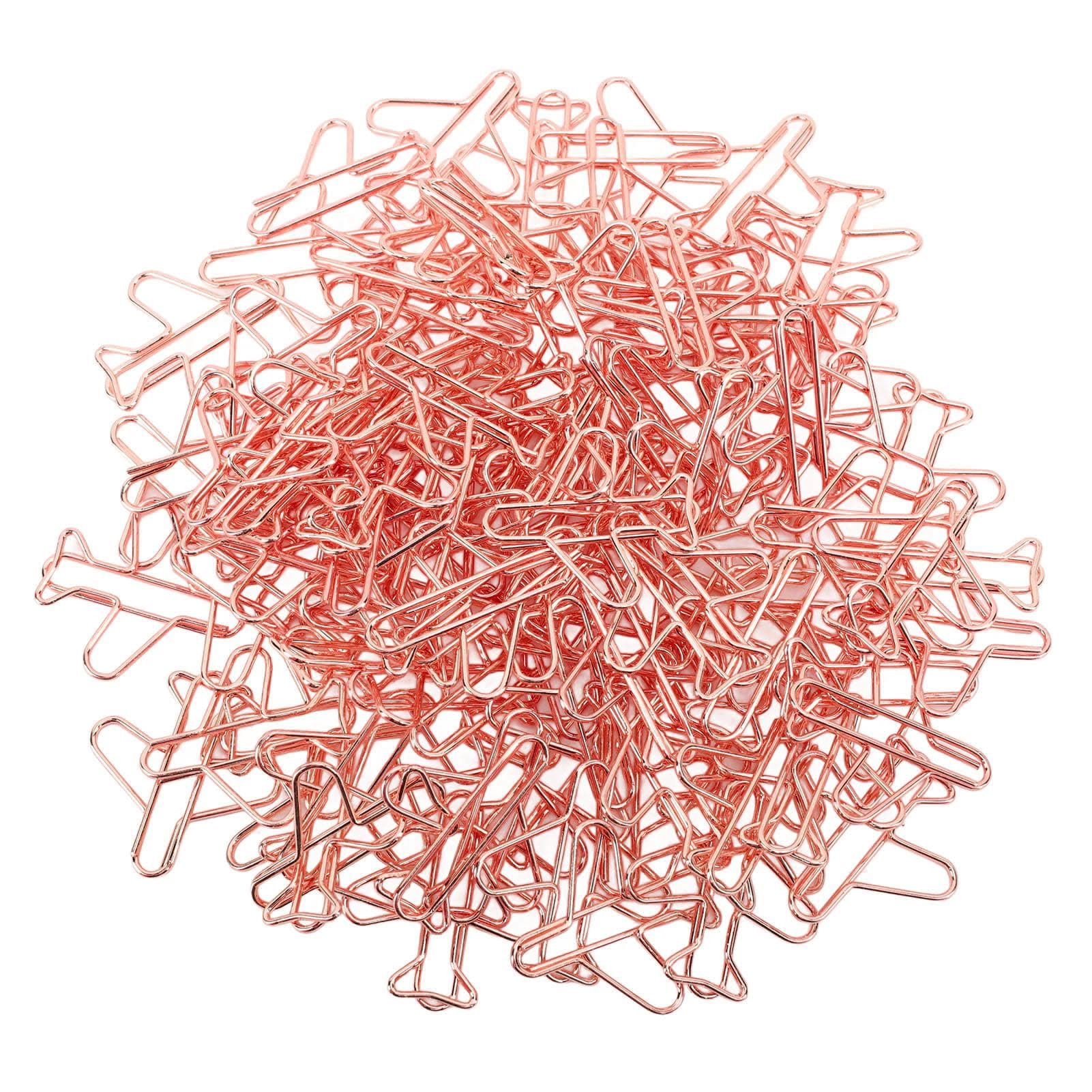 100Pcs Airplane Shaped Paper Clips Metal Lightweight Multipurpose Cute Shaped Paperclips Bookmarks rose gold