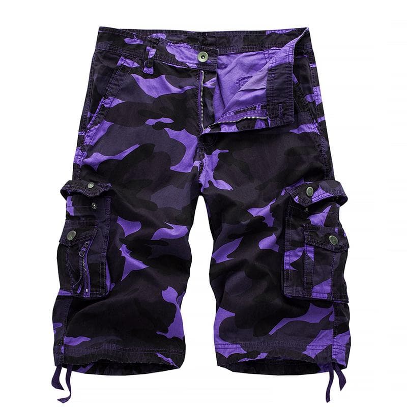 2025 Summer Military Camo Cargo Shorts Fashion Camouflage Multi-Pocket Homme Army Casual Shorts Bermudas Masculina Plus size 40 29 purple
