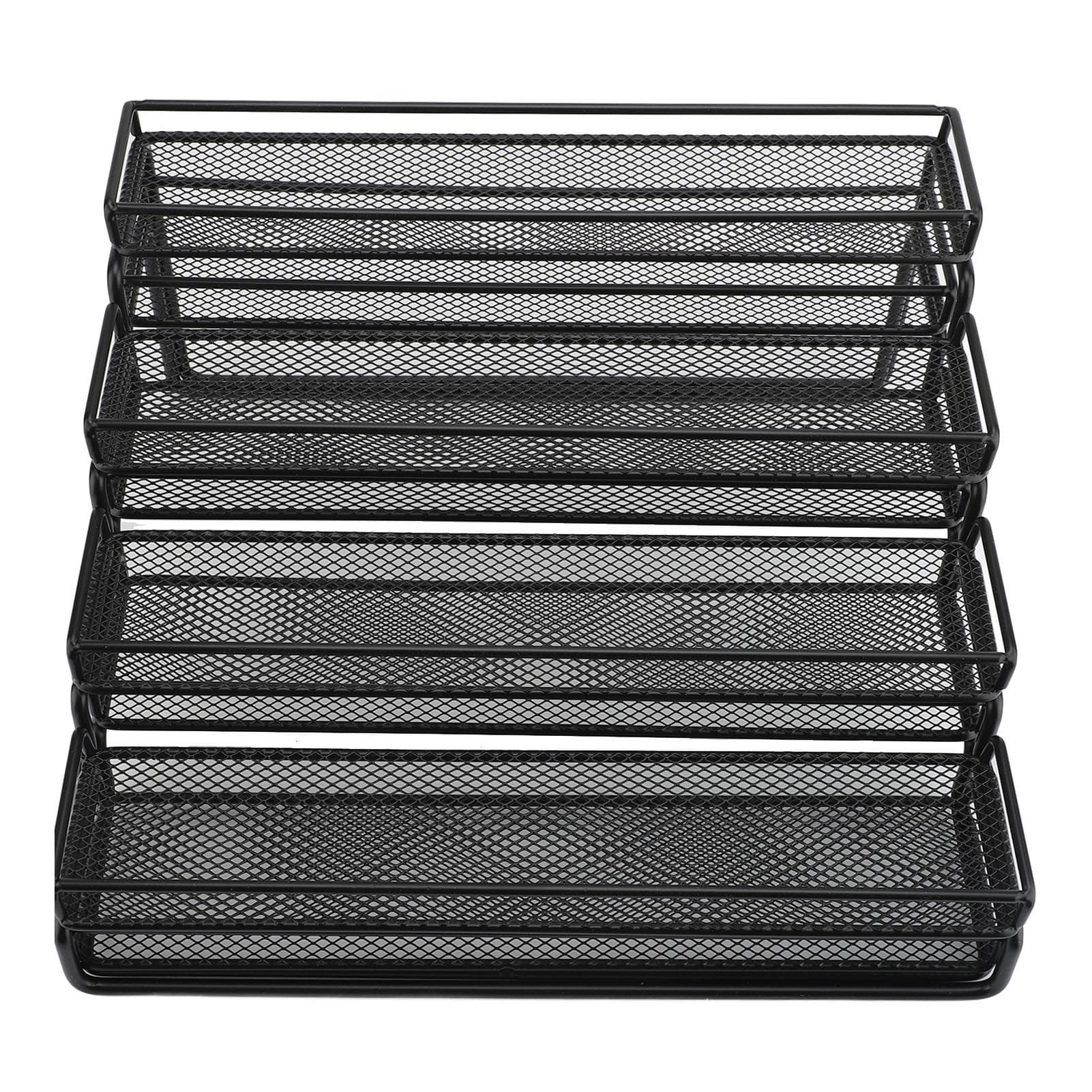 Expandable 4 Tier Seasoning Organizer Rack Stable Metal Frame Separable Seasoning Step Display