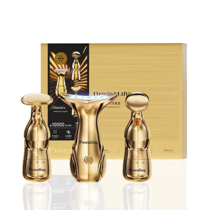 Household Four-dimensional Multi-function Lifting and Firming Face One Instrument Three-body Beauty Instrument Skin Care Product Theater gold