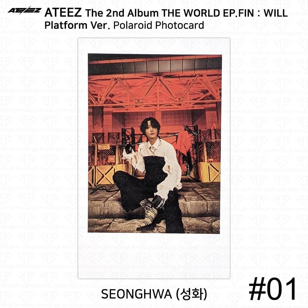 ATEEZ The 2nd Album WORLD EP.FIN WILL Platform Ver. Photocard Polaroid Sticker Seonghwa - Polaroid #1