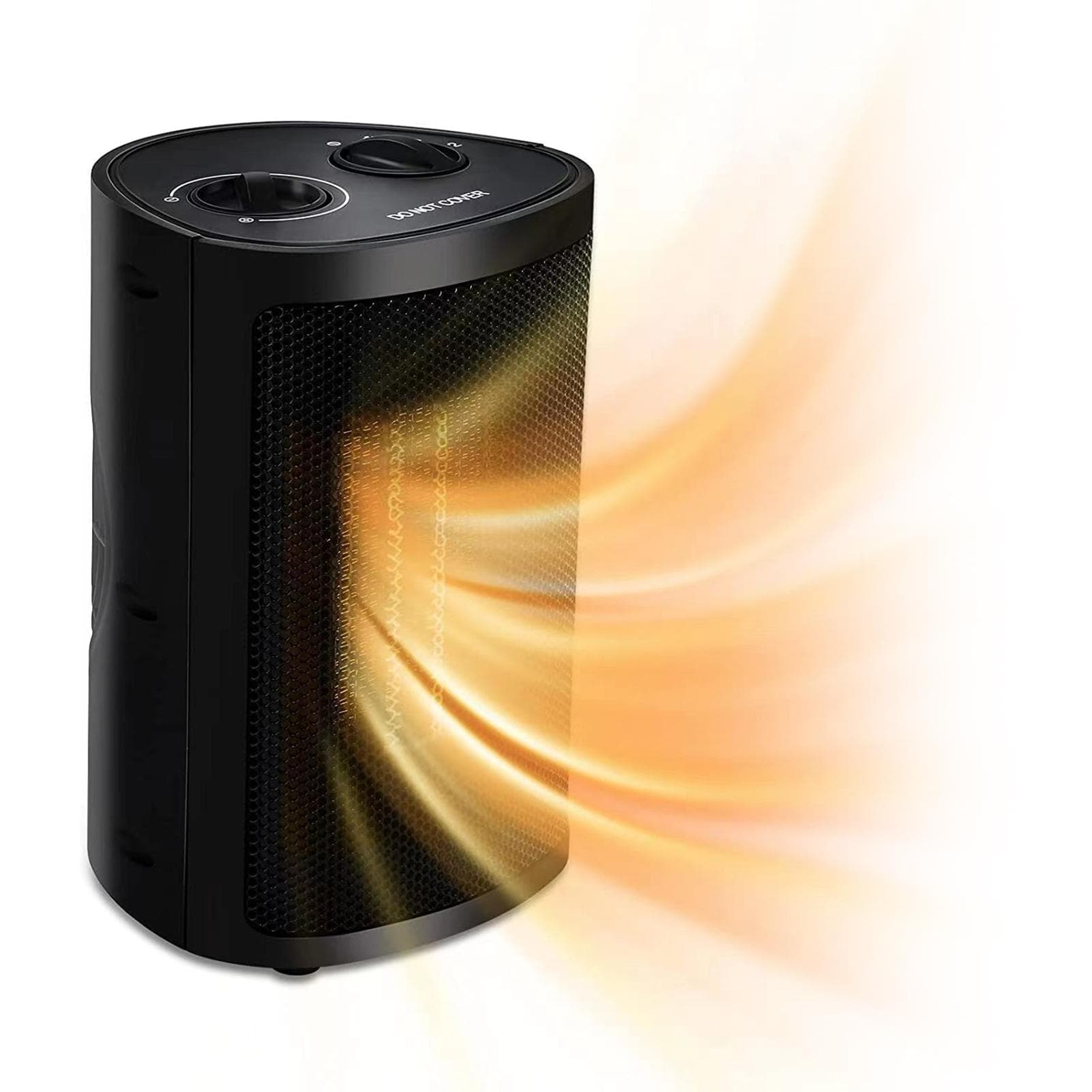 Aoresac Portable Electric Space Heater 750W/1500W 2 Speeds PTC Fast Heating Ceramic Room Heater Fan US Plug black