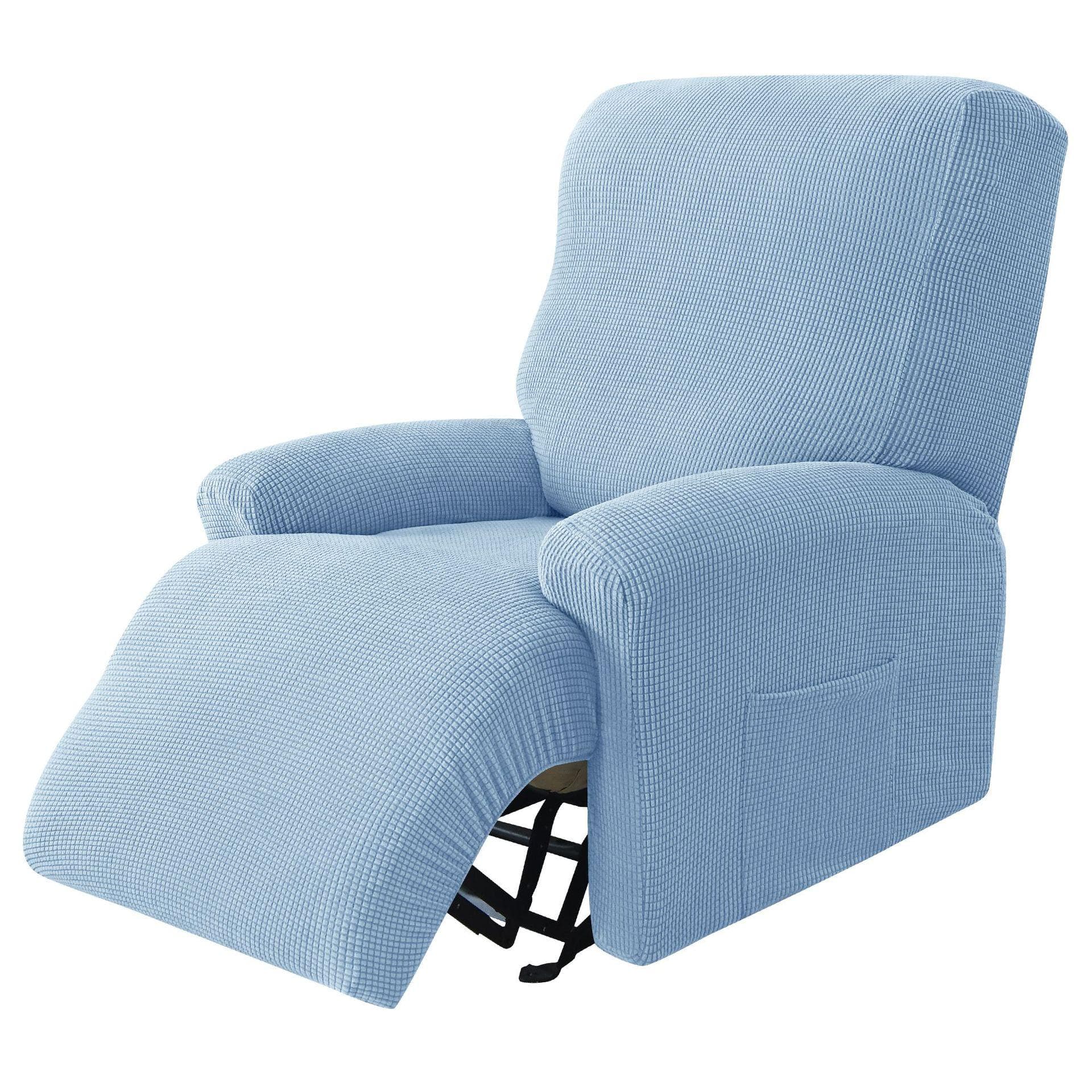 Polar Fleece Recliner Sofa Cover Living Room Lazy Boy Armchair Covers Stretch Spandex Couch Sofa Slipcovers Furniture Protector sky blue
