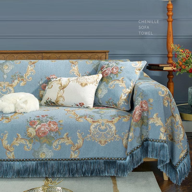 European Four Seasons Simple Tassel Sofa Towel Chenille Sofa Blanket Anti-cat Scratch Sofa Cover Leather Sofa Cover Sofa Cushion 2 Seater-180x230cm