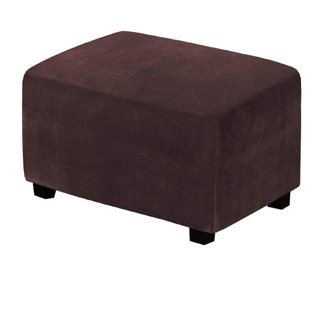 4 Sizes Velvet Durable Customized Stretch Footrest Ottoman Cover Folding Storage Stool Furniture Protector Rectangle Slipcover M dark brown