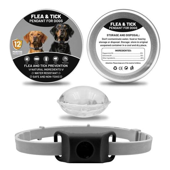 Flea Prevention Tag for Dogs Natural Ingredients Tick Repellent Tag Waterproof C black