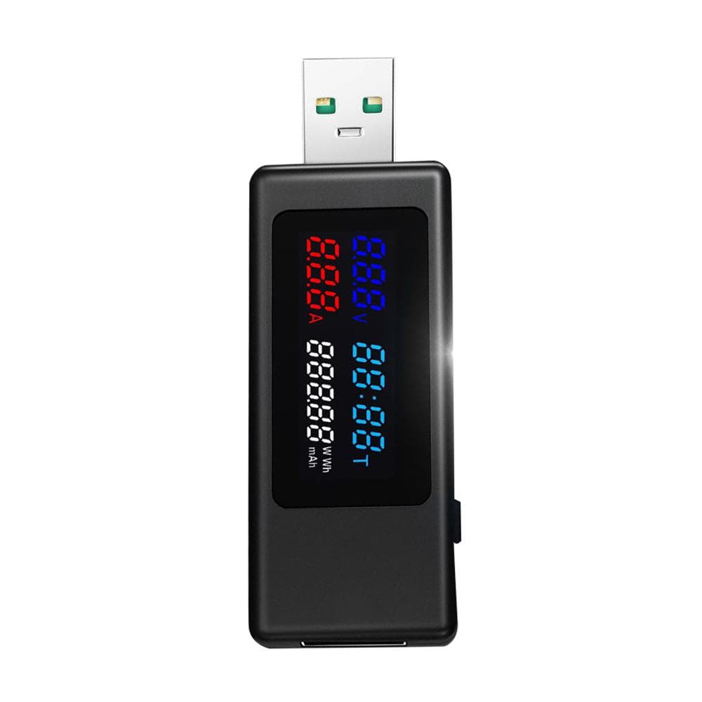 KWS-V30 USB Power Meter Tester 6in1 Current Voltage Timing Power Capacity Electric Quantity Tester black