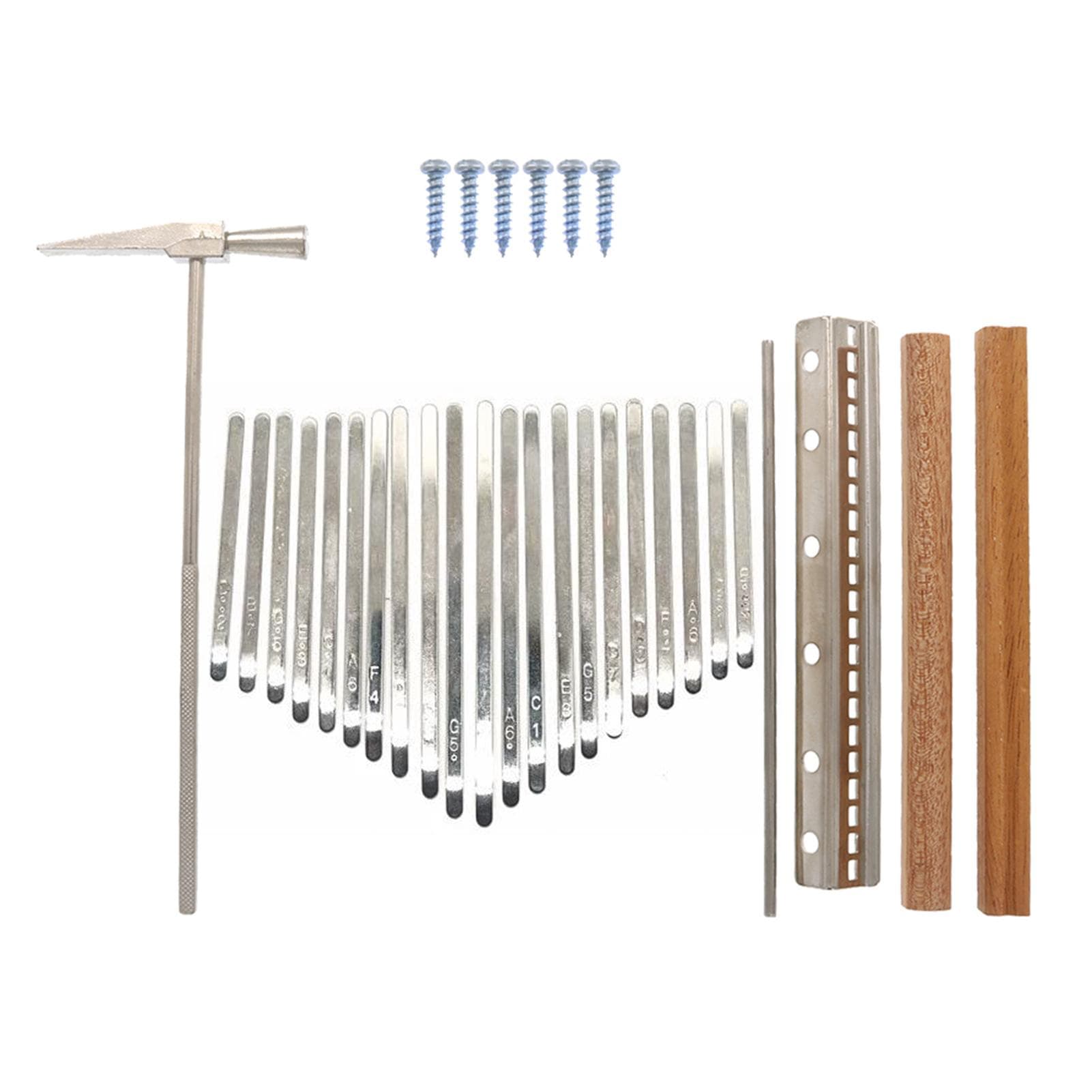 21-Tone Kalimba Keys Set with Tuning Hammer 21 Tones Finger Piano Thumb Piano Playing Pieces Steel silver