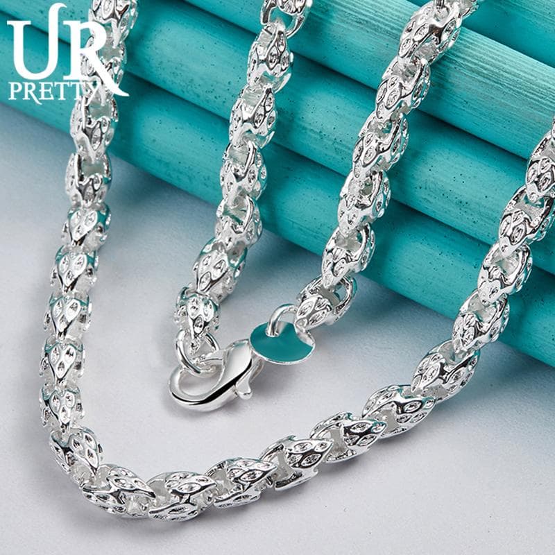 925 Sterling Silver Beaded Necklace 20 /24 Inch Chain For Woman Men Wedding Engagement Party Jewelry 60cm