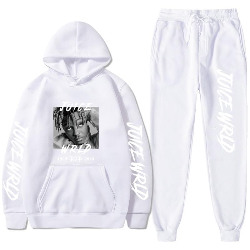 Women's Long Sleeves Women's Long Sleeves Set Tracksuit MeRapper Juice Wrld Hooded Sweatshirt Pants Hoodie Sportwear Suit 2XL