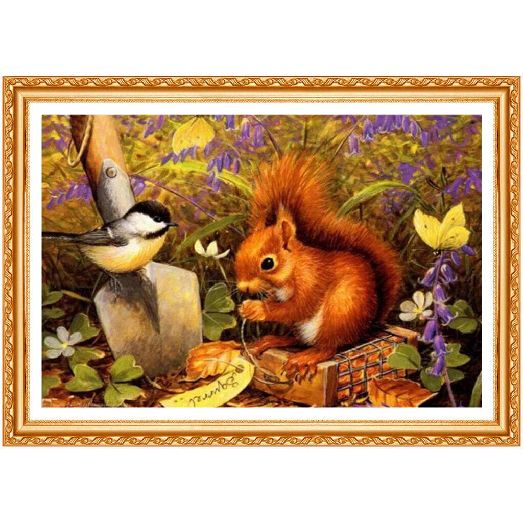 Full Round Drill 5D DIY Diamond Painting Squirrel & Bird Embroidery Cross Stitch Home Decor 20X30CM