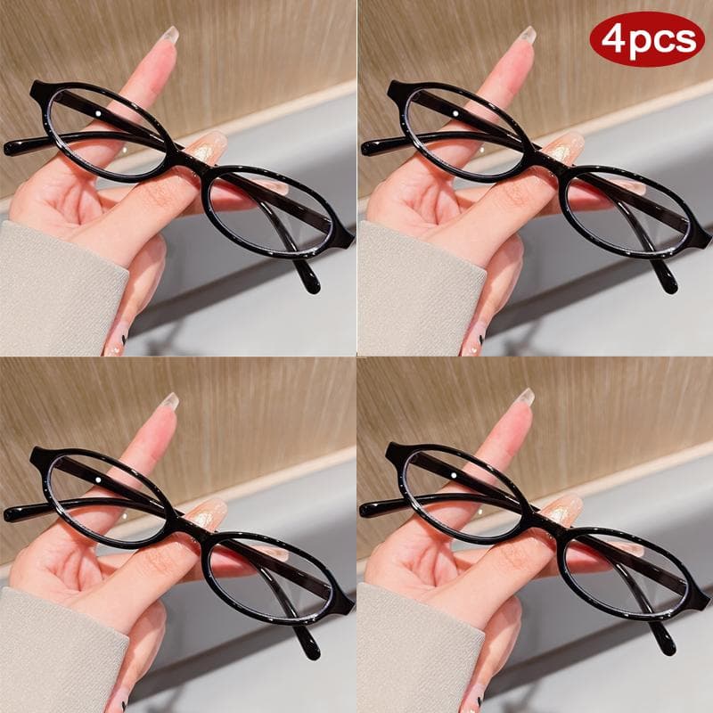 4pcs Oval Frame Glasses Clear Lens Multi Color Casual Eyewear Cosplay Costume Decorative Computer Spectacles