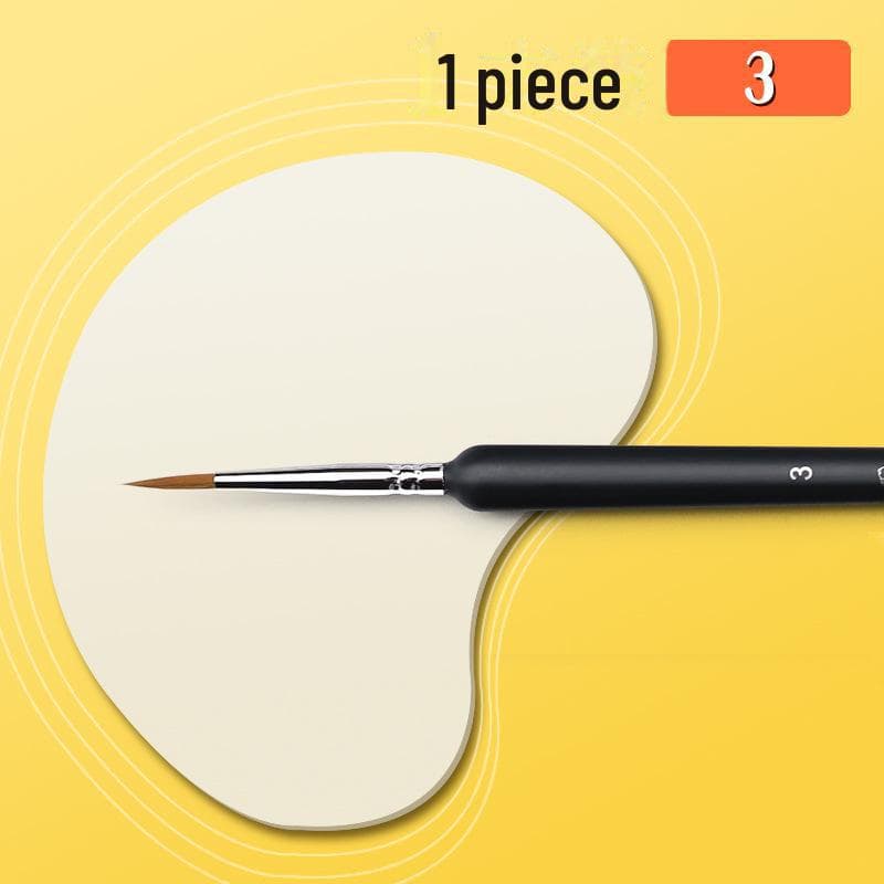 Wolf Hair Fine Brush Set for Acrylic, Oil, Watercolor, Gouache & Chinese Painting Size 3, Single black