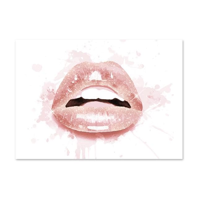 Nordic Pink Fashion Wall Posters Perfume Bottle Canvas Painting Lips Wall Art Modern Flower Print Pictures Girl Bedroom Decor 50x70cm No Frame