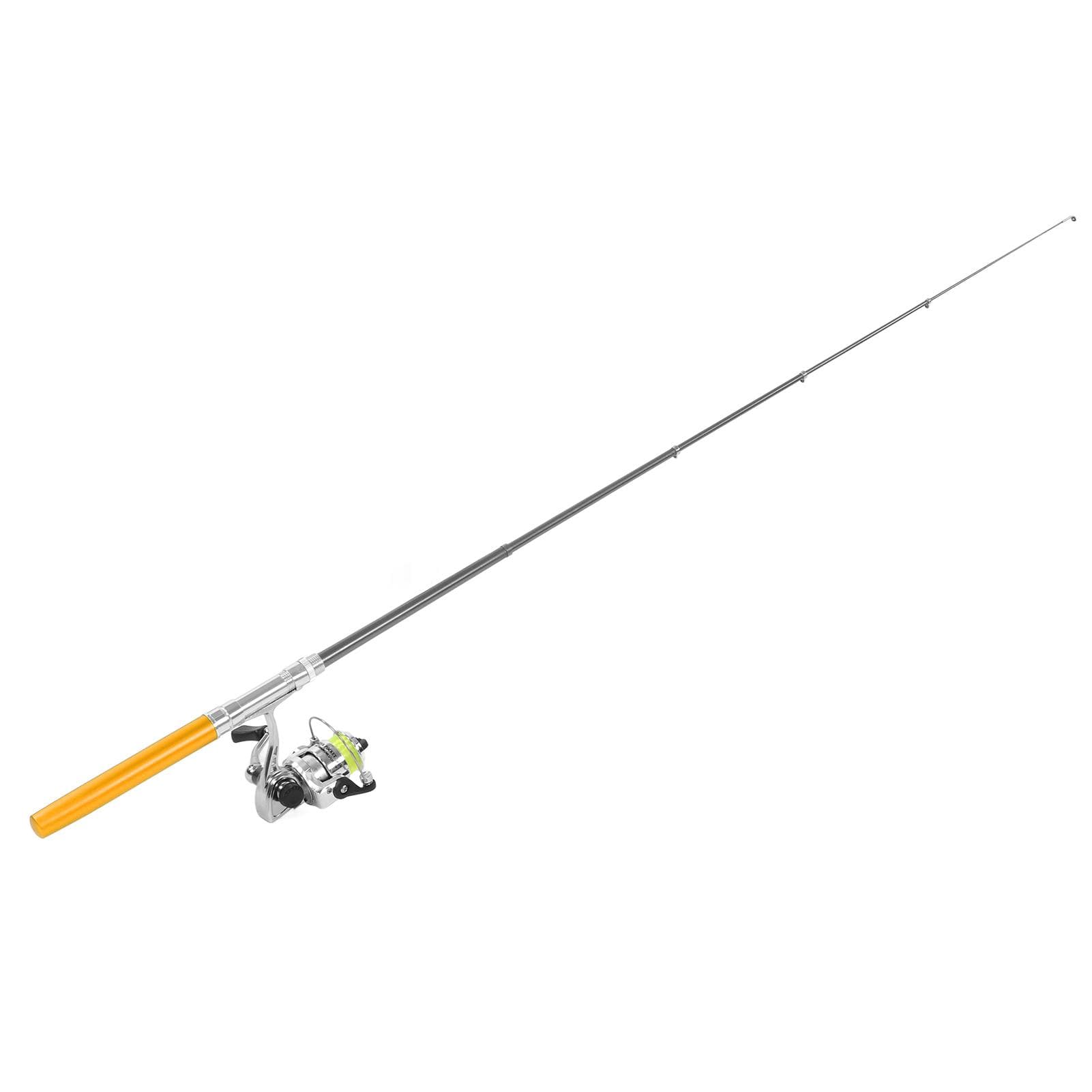 Portable Mini Pen Shape Fishing Rod Pole Pocket Retractable Fishing Rod with Reel WheelBlue