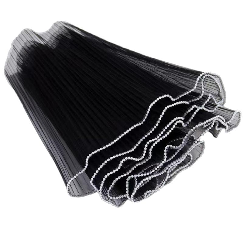 4.37 Yard Flower Wrapping Mesh Yarn,Pearl Edge Bouquet Floral Packaging Paper,DIY White Wrinkled Wavy Net Yarn for Wedding,Birthday black