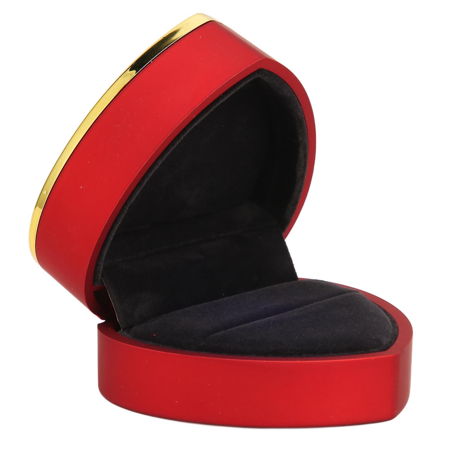 Heart Shaped Ring Box Elegant Stylish Jewelry Display Gift Box with LED Light for Engagement red