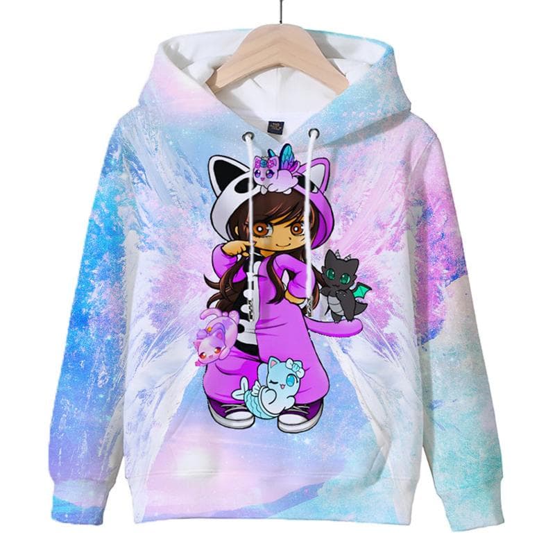 3D Game Aphmau Print Hoodie Kids Hooded Sweatshirts Cartoon Anime Hoodies Spring Fall Children Clothing Harajuku Hooded Pullvers 110CM