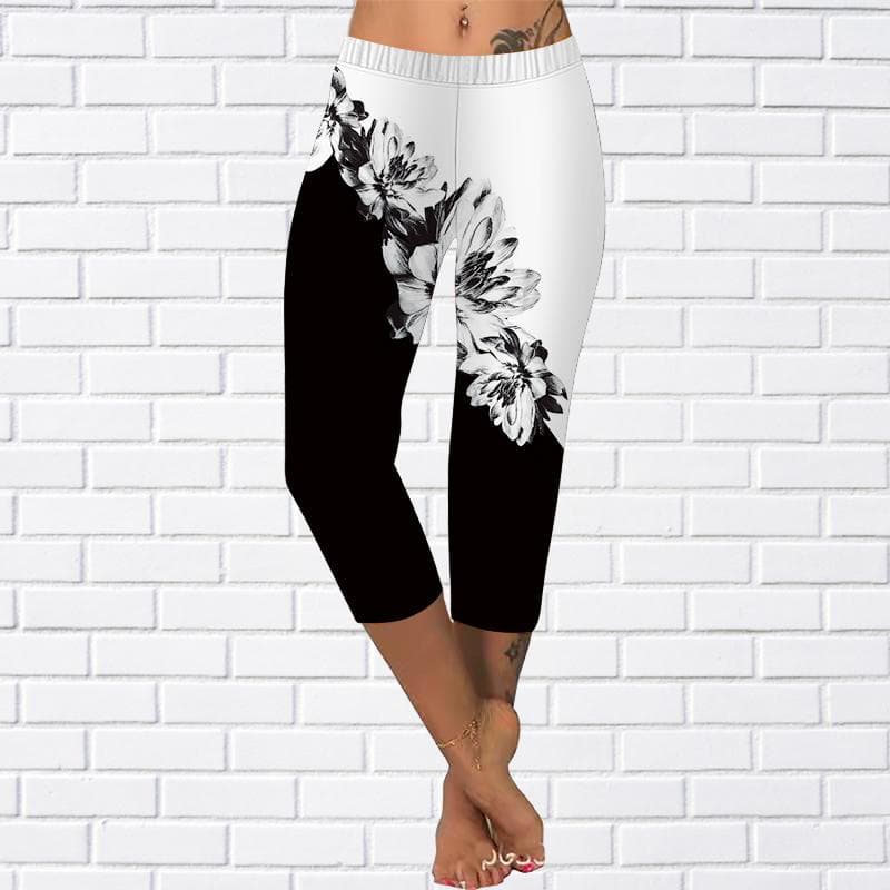 Pants Summer Yellow Butterfly Short Leggings Cropped Skinny 0Trousers Plus Size Leggins Ladies White Pansy Pants Cropped Pants For Women XL grey