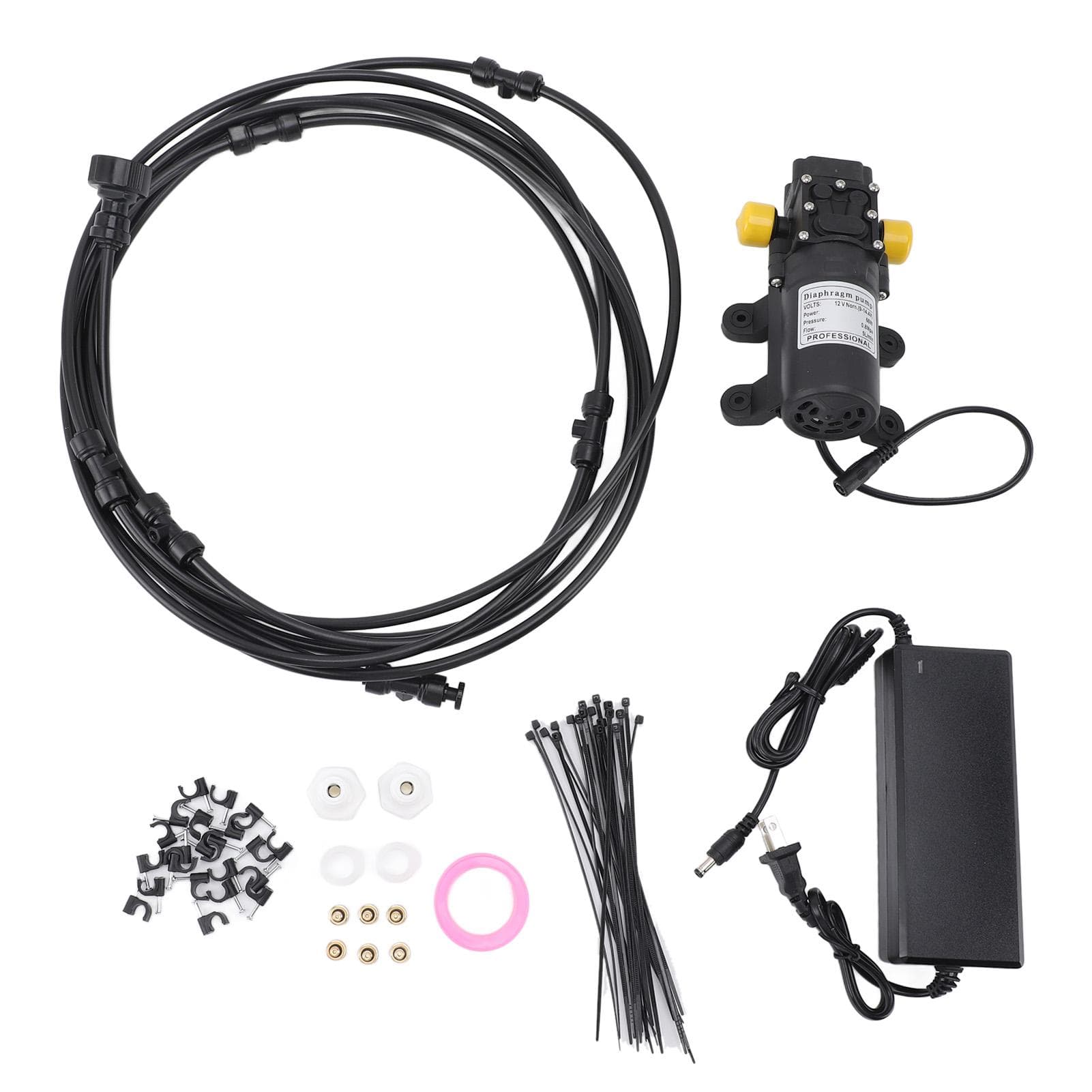 Outdoor Misting Large Area Covered with 6m Pump Filter Nozzle Low Pressure Misting System for Garden black