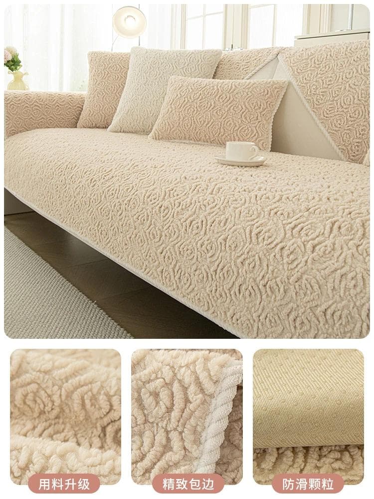 Rose Velvet Sofa Mat New Minimalist Modern Thickened Plush Non Slip Leather Sofa Cover Winter Long Sofa Cover Cloth Towel 30x50cm