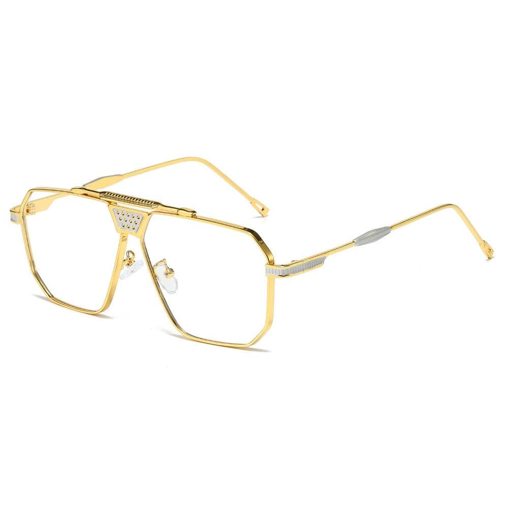 Metal Classic Brand Designer Square Sunglasses Women Men Vintage Punk Big Frame Luxury Eyeglasses UV400 Protection