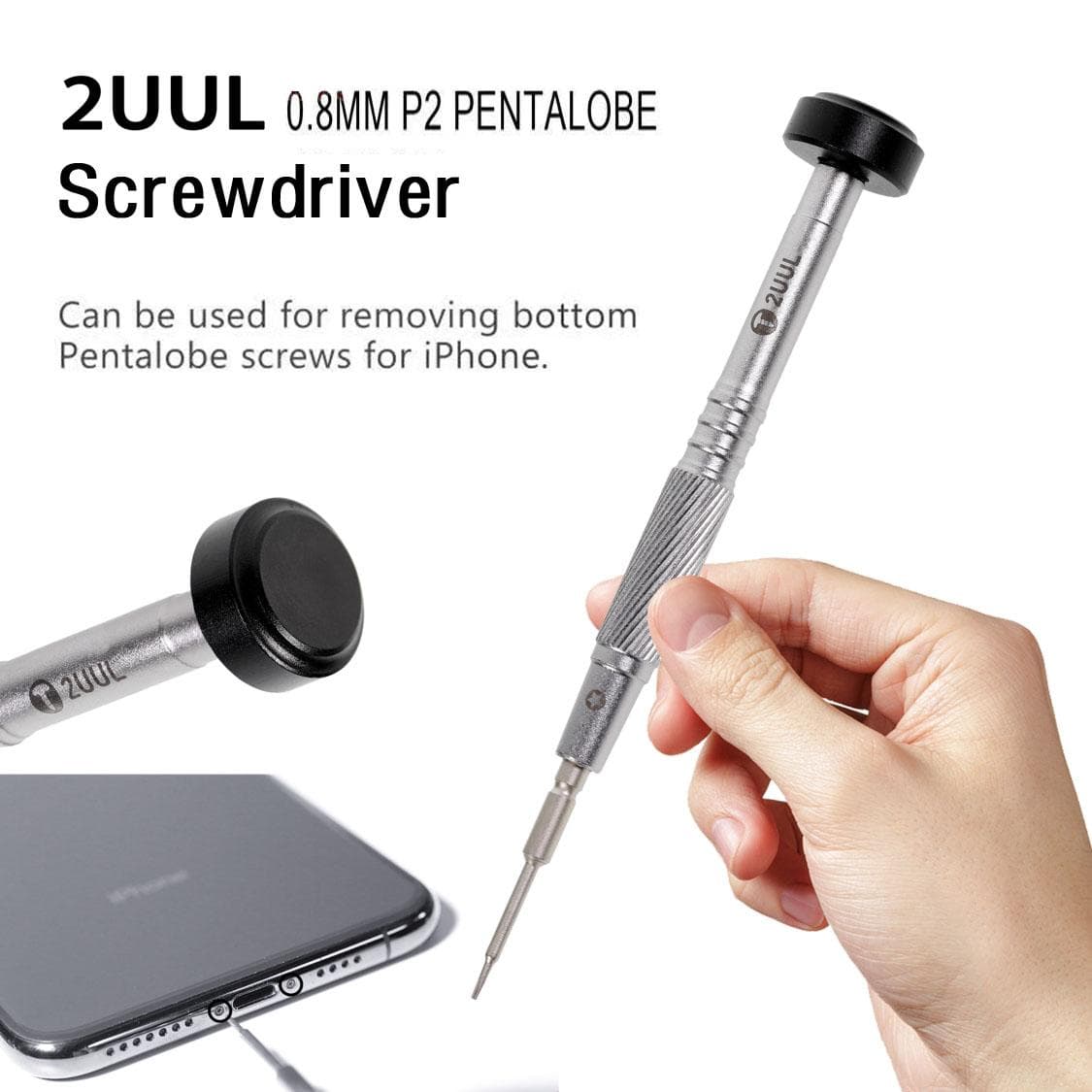 2UUL Precise Screwdriver Repair Bolt Driver for IPHONE Android Mobile Phone Clocks Watches LCD Screen Dismantling Tool black