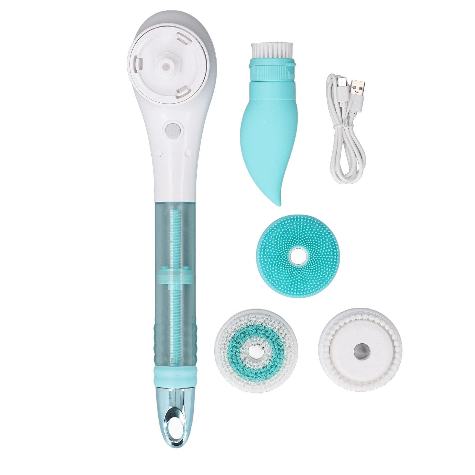 Electric Body Brush with Long Handle IPX6 Water Resistant Automatic Scubber Shower Brush Deep blue