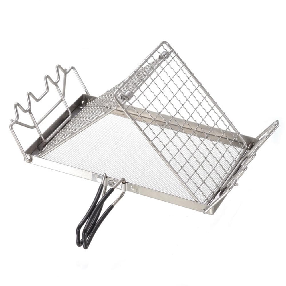 Folding Camp Stove Toaster Stainless Steel Bread Toaster Rack for Camping Backpacking Picnic silver