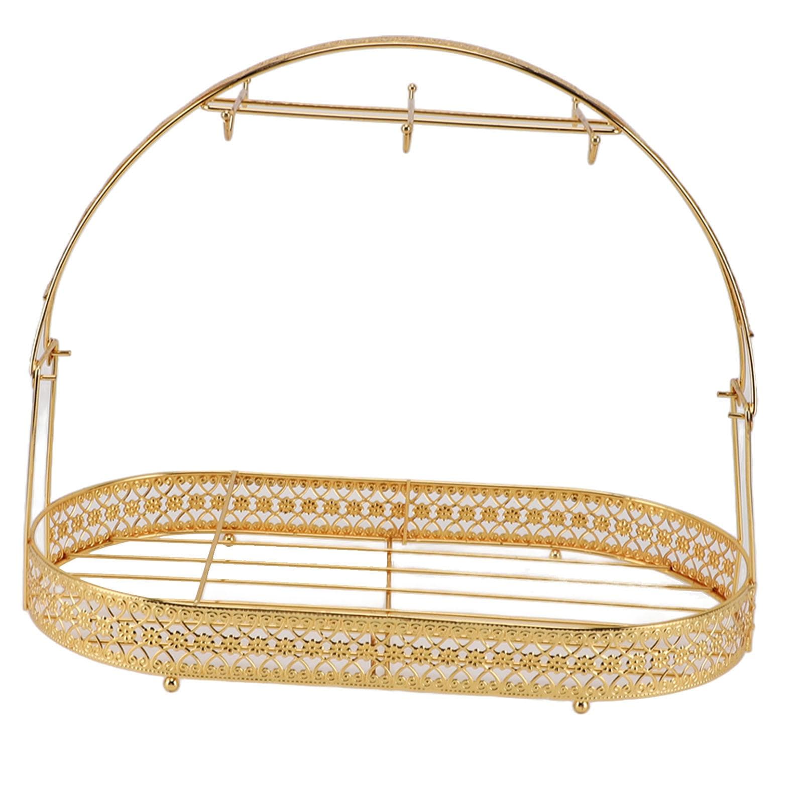 Mug Holder Stand Iron Coffee Cups Dishes Organizer Mug Drainer Storage Drying Rack with 6 Hooks for gold