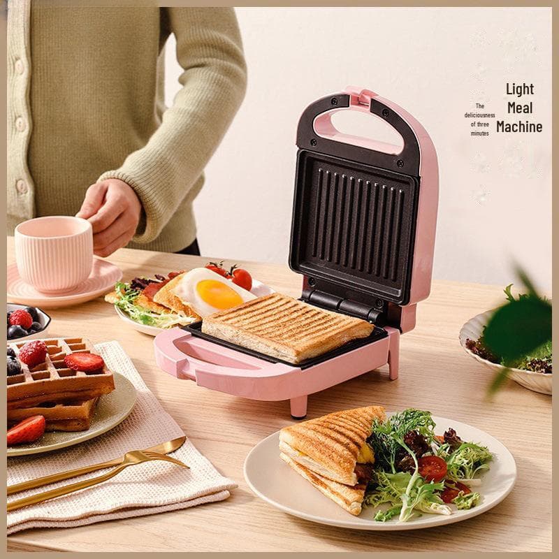 Multifunctional Household Bread and Waffle Maker for Toast and Sandwich Breakfasts Small Sandwich Maker 113 pink