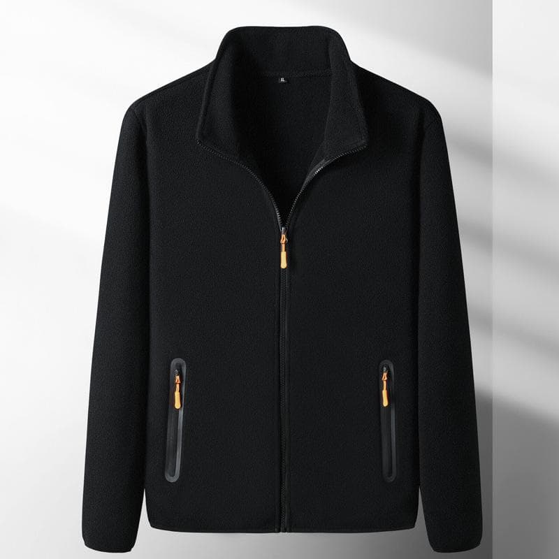 Men's Coat with Fleece Windproof Warmth and Casual Standing Collar Large Jacket for Men L