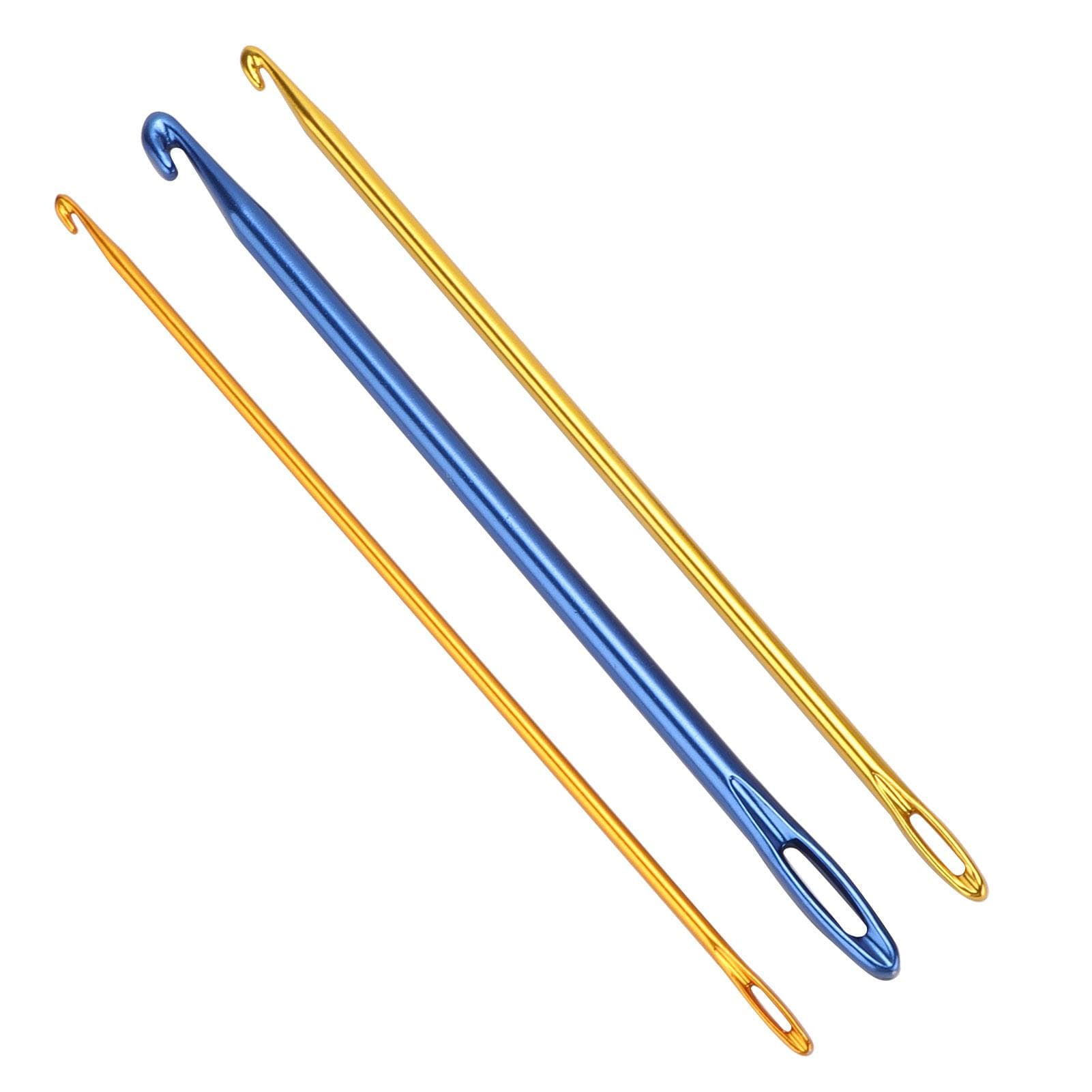 3Pcs Crochet Hooks Durable Sewing Needles with Hole Eye for for Knitting Sweaters Scarves Gloves