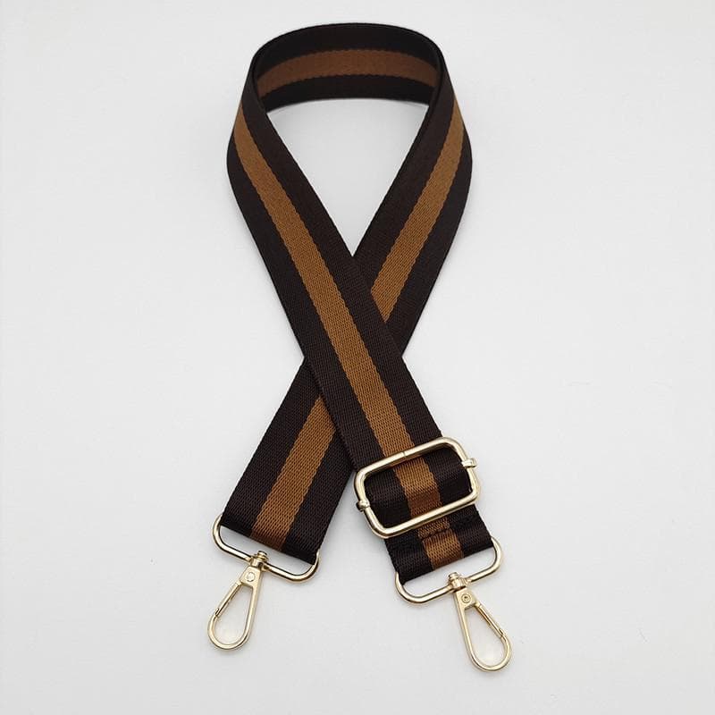 Adjustable Striped Canvas Crossbody Strap for Women's Bags