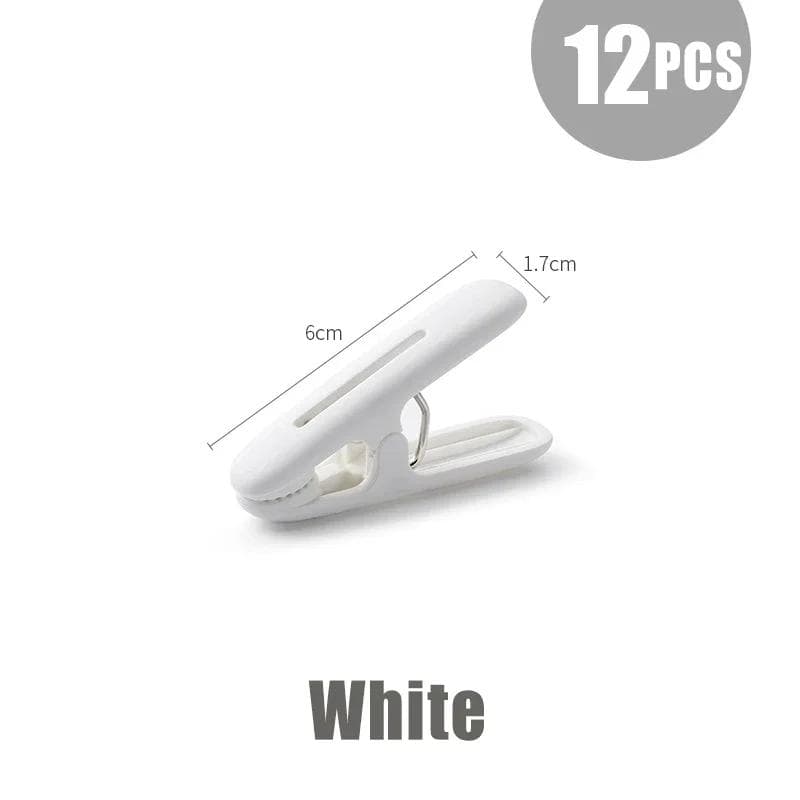 12pcs/set Clothes Pegs Fixed Windproof Clip Laundry Clips Hanging Rope Multifunctional Windproof Towels Socks Clothespin Hangers 12pcs/set white
