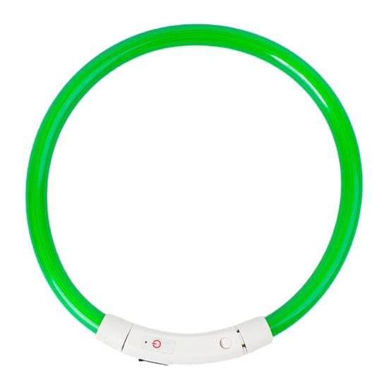 Rechargeable LED Night Flashing Luminous USB Charging Pet Dog Puppy Neck Collar 35cm green