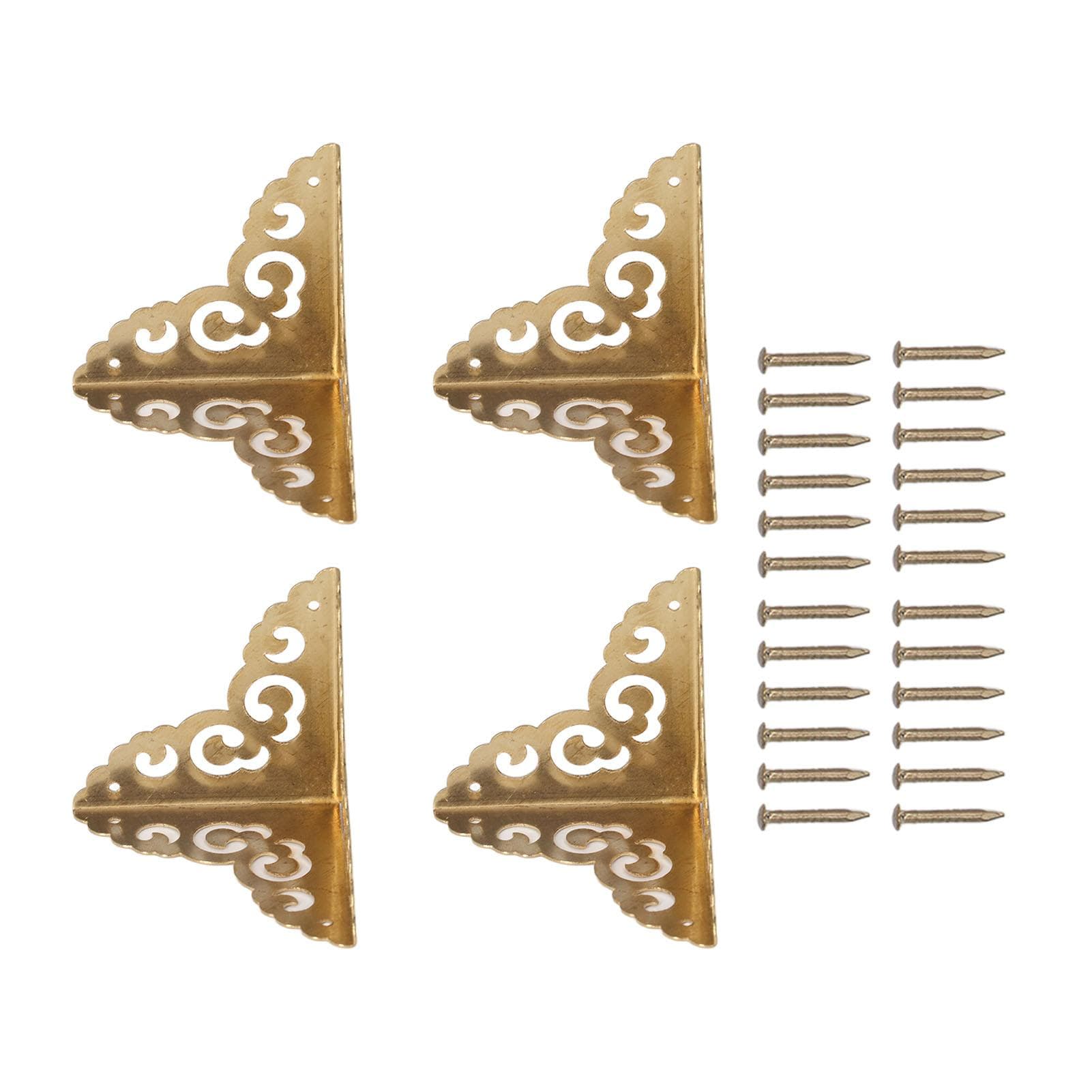 4pcs Brass Jewelry Box Corners Retro Cloud Totem 5cm Side Length High Strength Box Corner